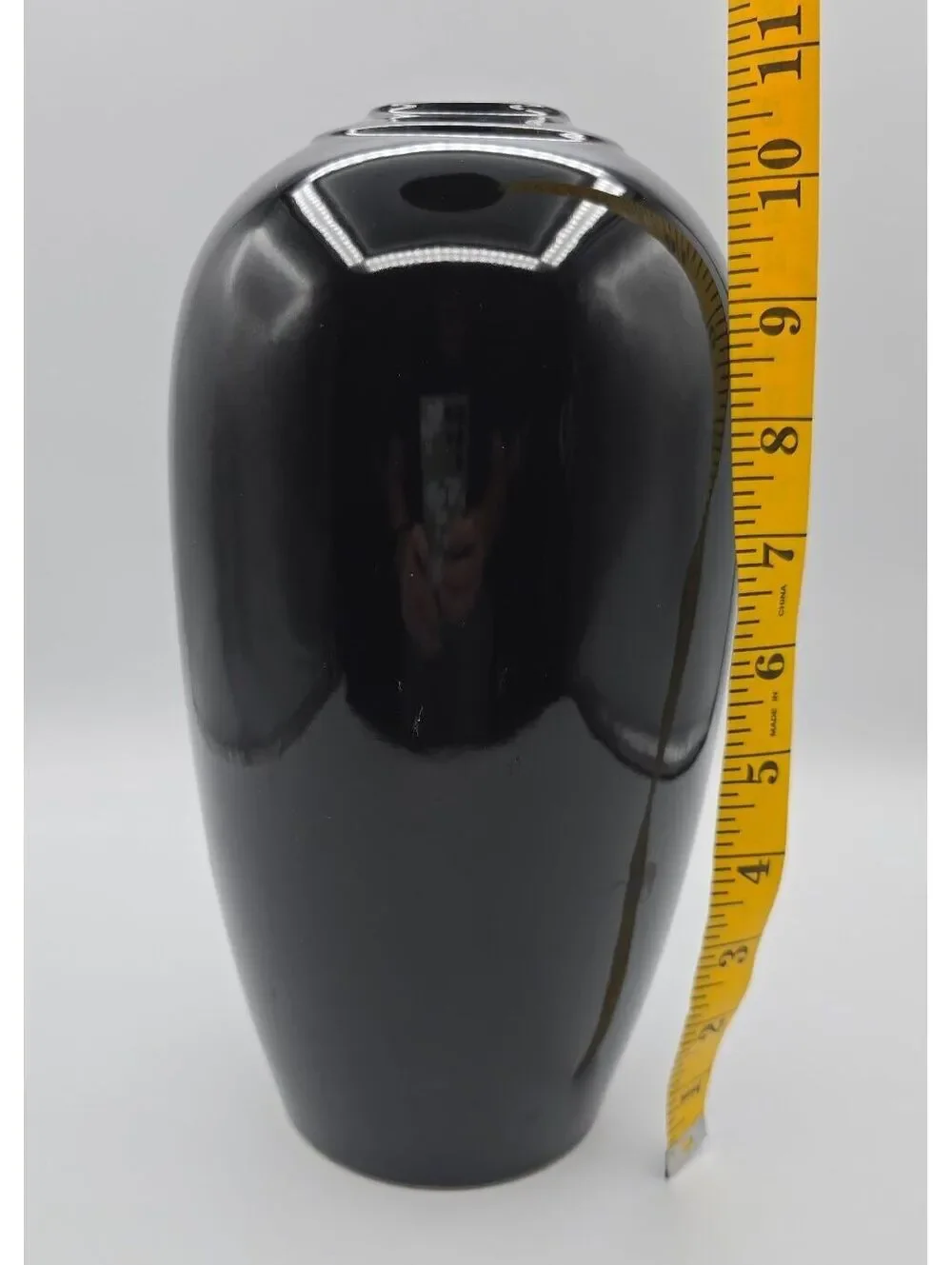 Vintage Srednick Collection Black Ceramic Vase Japan 1980s Modernist 10.5